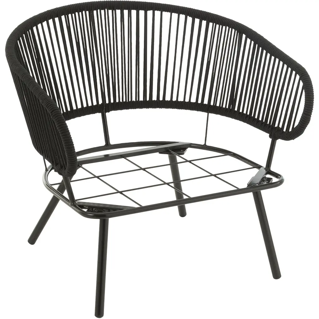Кресло J-line для уличной зоны круглое из ротанга с подушками черное (52261) - фото 5