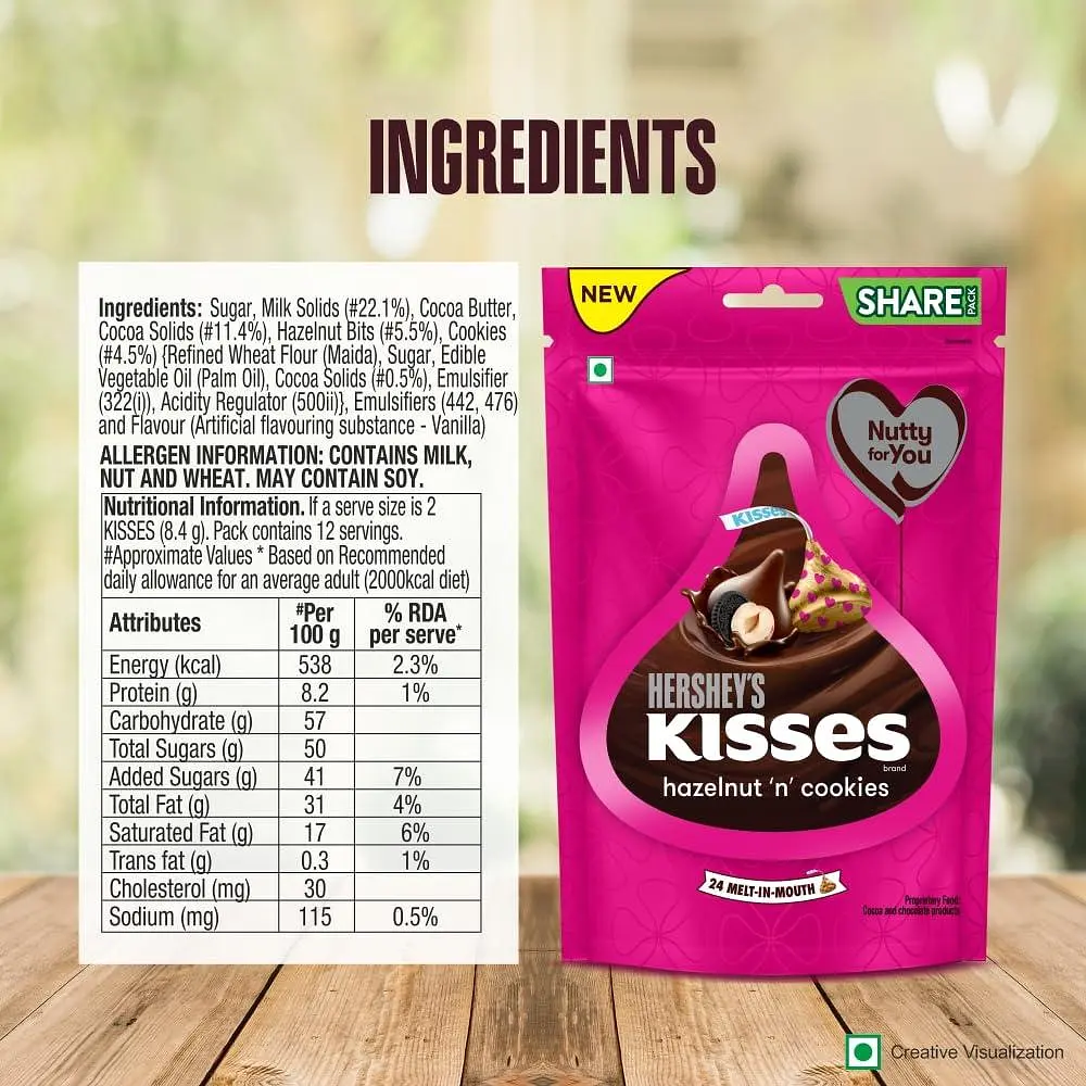 Шоколадні цукерки Hershey's Kisses Hazelnut 'n' Cookies Chocolate 100.8г - фото 5