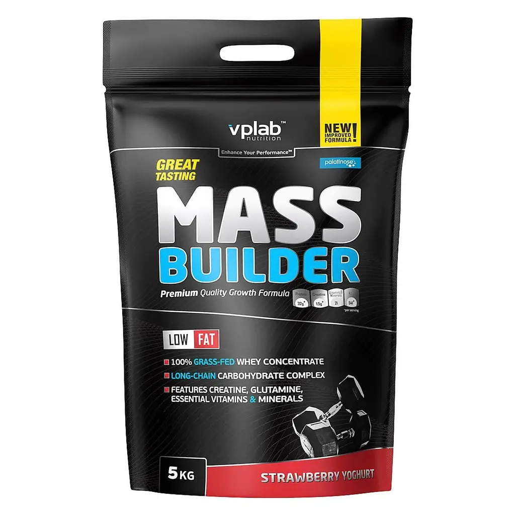 Гейнер зі Складними Вуглеводами та Креатином Mass Builder - 5000г Малиновий йогурт