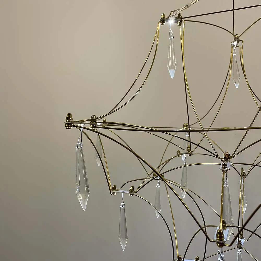 Дизайнерская невесомая золотая люстра d60 см Ст. MJ 158-600 Titanium | Line F - фото 2