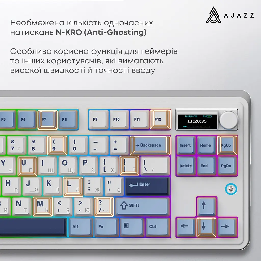 Клавіатура Ajazz AK870 Plus Murad Switch Blue/White/Dark Blue [AK870-MU-BWD] [142207] - фото 11
