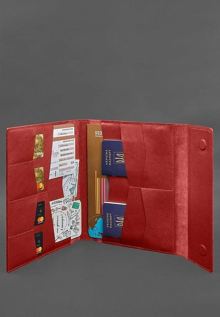 Кожаная папка для документов "Семейная" А4 Красная - фото 3