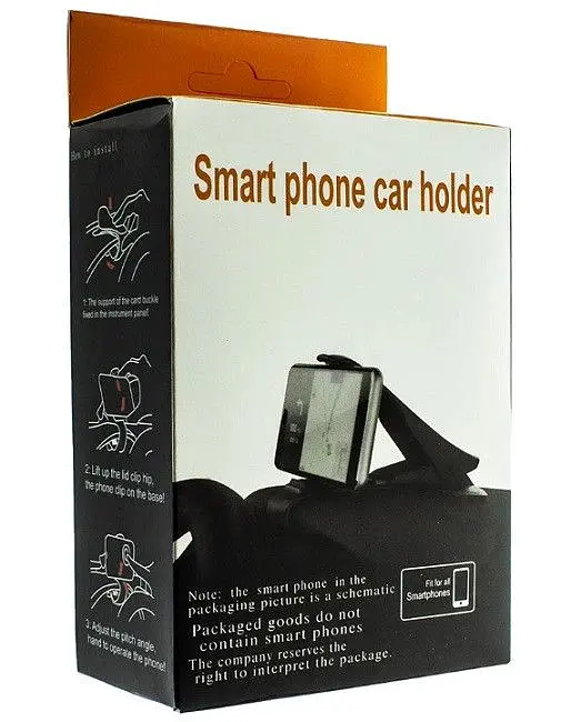 Автотримач - Прищіпка одинарна для телефону "Smart Phone" на скобі Black