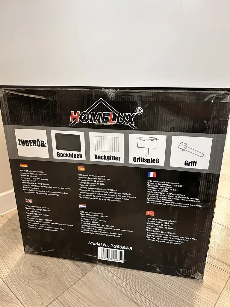 Духовка-гриль электрическая для кур HOMELUX TG60B4-R 60L 2000W - фото 10