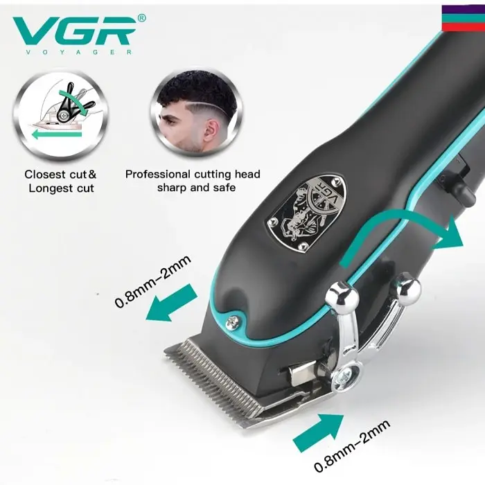 Машинка для стрижки мужская от сети 220 в VGR V-123 Черная (52869) - фото 2
