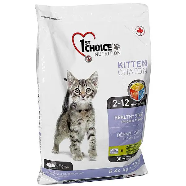 Сухий суперпреміум корм 1st Choice Kitten Healthy Start Фест Чойс для кошенят, Курка 5.44 кг (ФЧККН544)