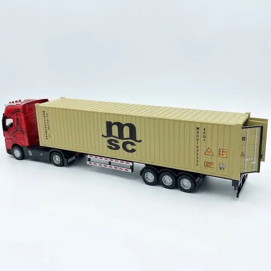 Фура Mercedes-Benz Actros з контейнером 1:32 металева вантажівка 37 см, інерційний рух світяться фари відкривні дверцята - фото 5