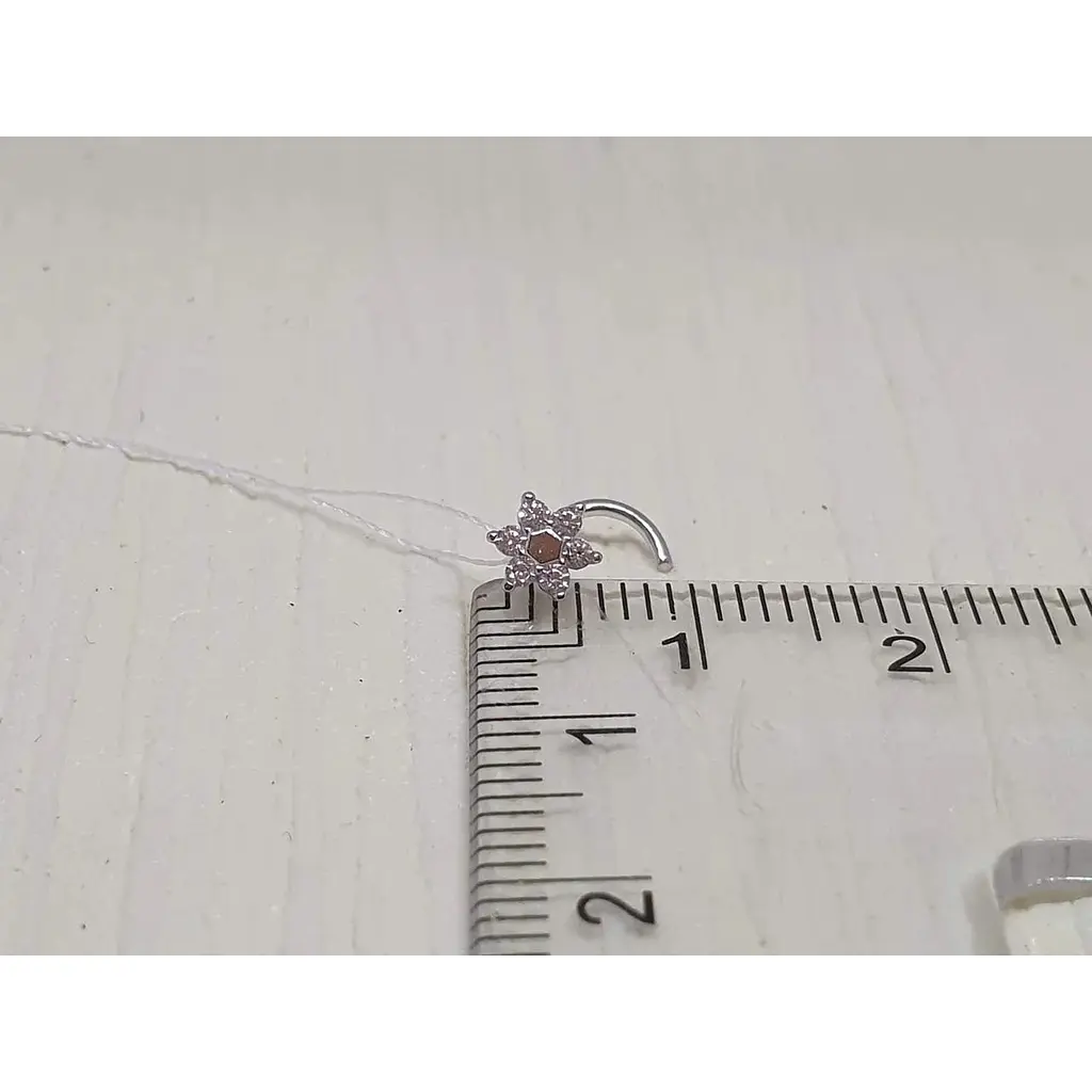 Срібна сережка-пірсинг Астор в ніс з фіанітами. 818-2434Р - фото 4