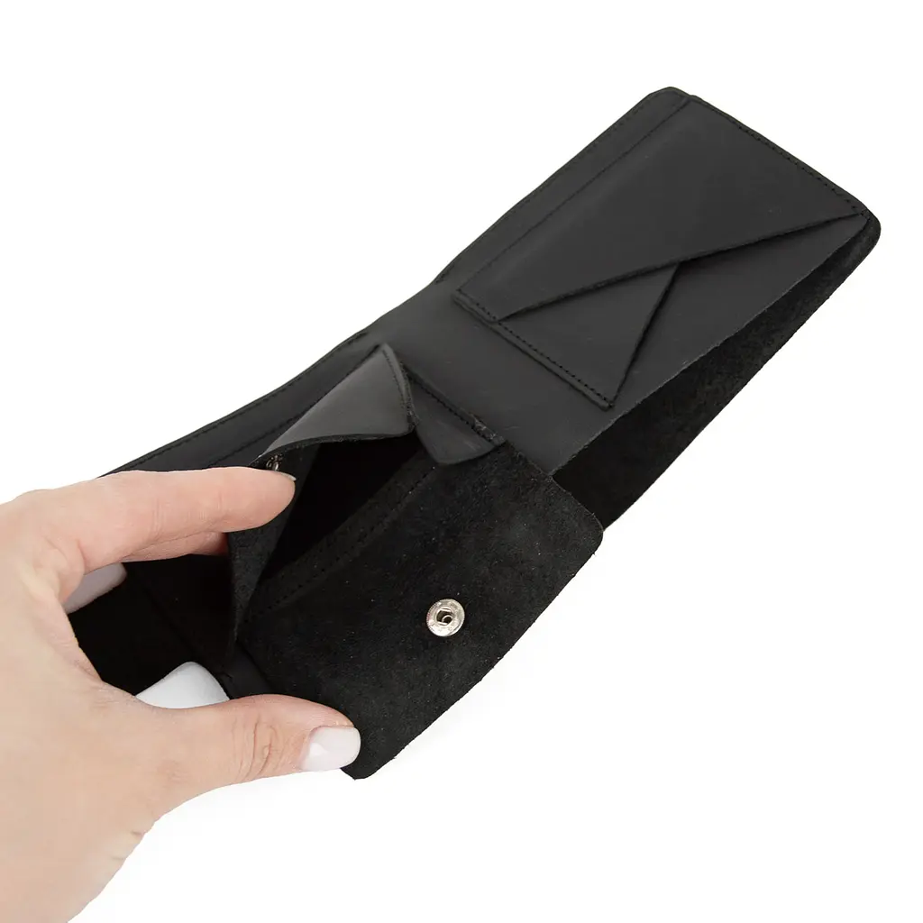 Портмоне чоловіче шкіряне на кнопці Handycover НС-0048 матове чорне - фото 6