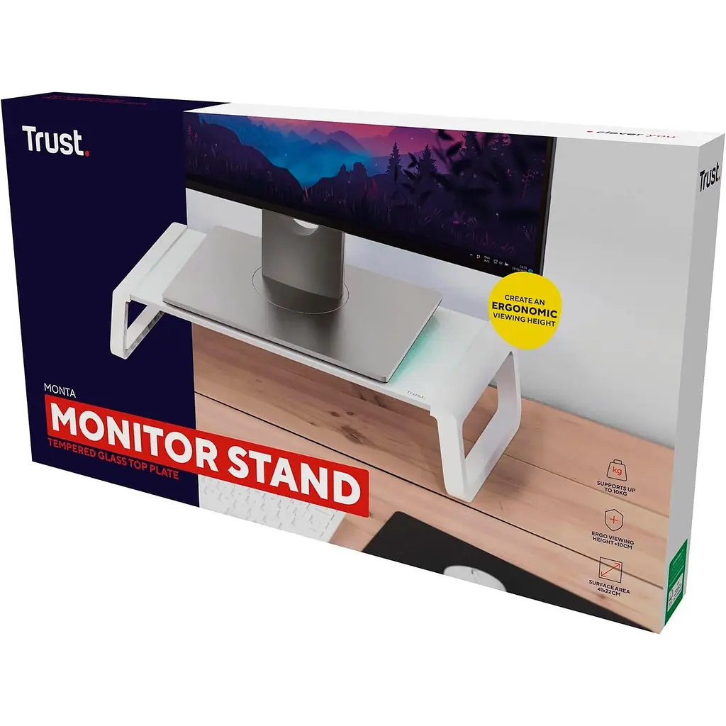 Подставка под монитор Trust Monta Glass Monitor St and White - фото 3