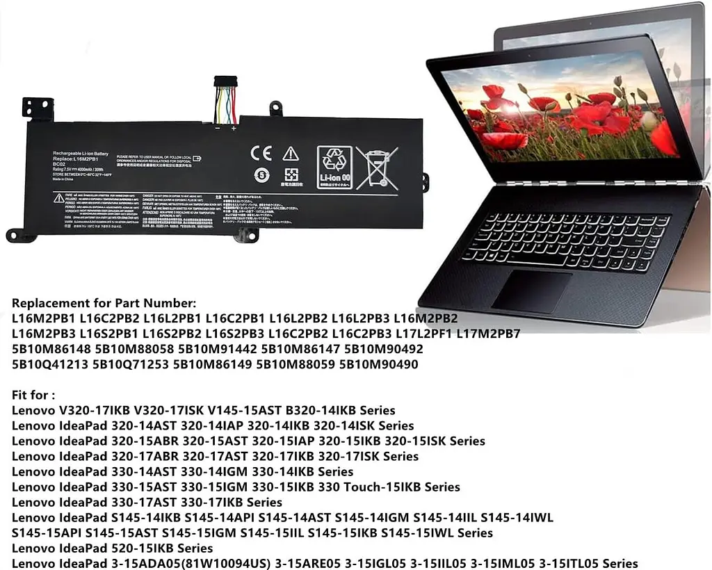 Акумулятор AKKEE L16M2PB1 4000 мА·год для ноутбуків Lenovo IdeaPad - фото 5