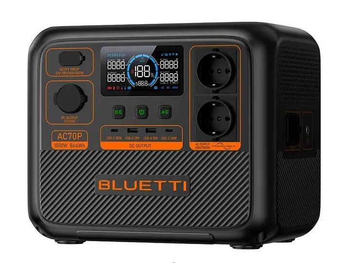 Портативна зарядна станція Bluetti AC70P 1000W 864Wh EU євро розетки - фото 3