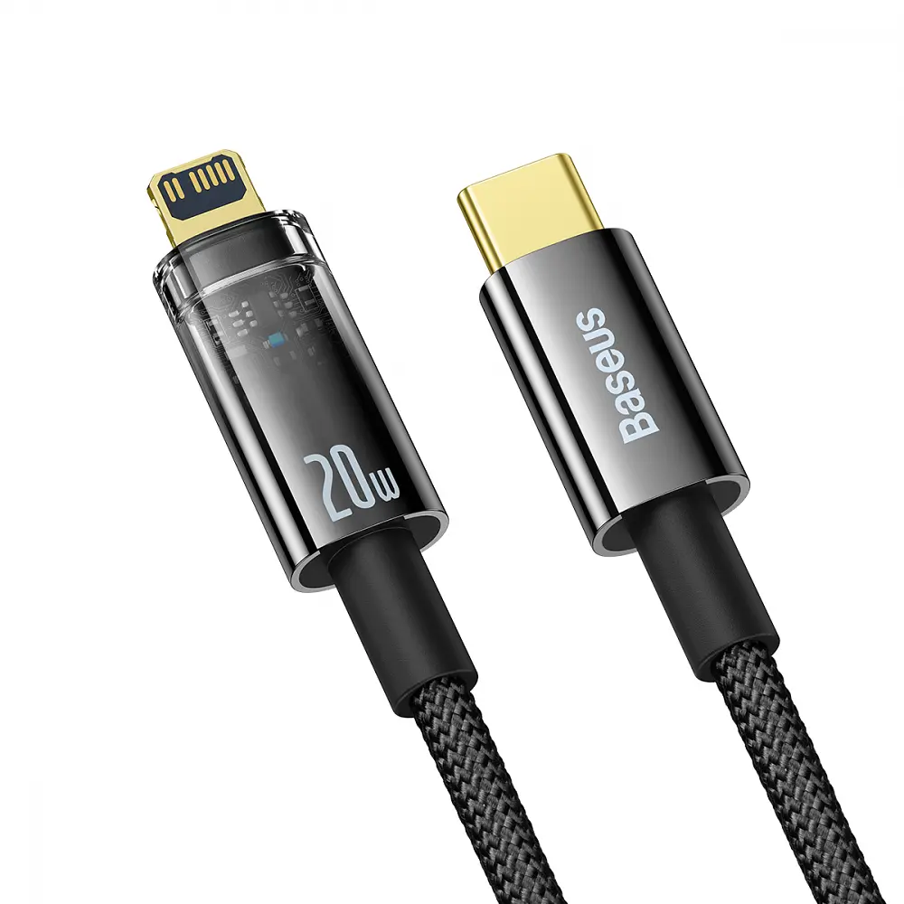 Кабель Baseus Explorer Series Auto Power-Off USB-C Fast Charging to Lightning 20W 1m Black (CATS000001) [75258] - фото 2