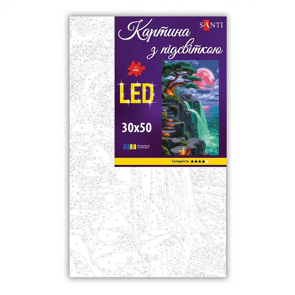 Картина за номерами Santi Рожевий місяць 30х50 см LED підсвітка (956554) - фото 2