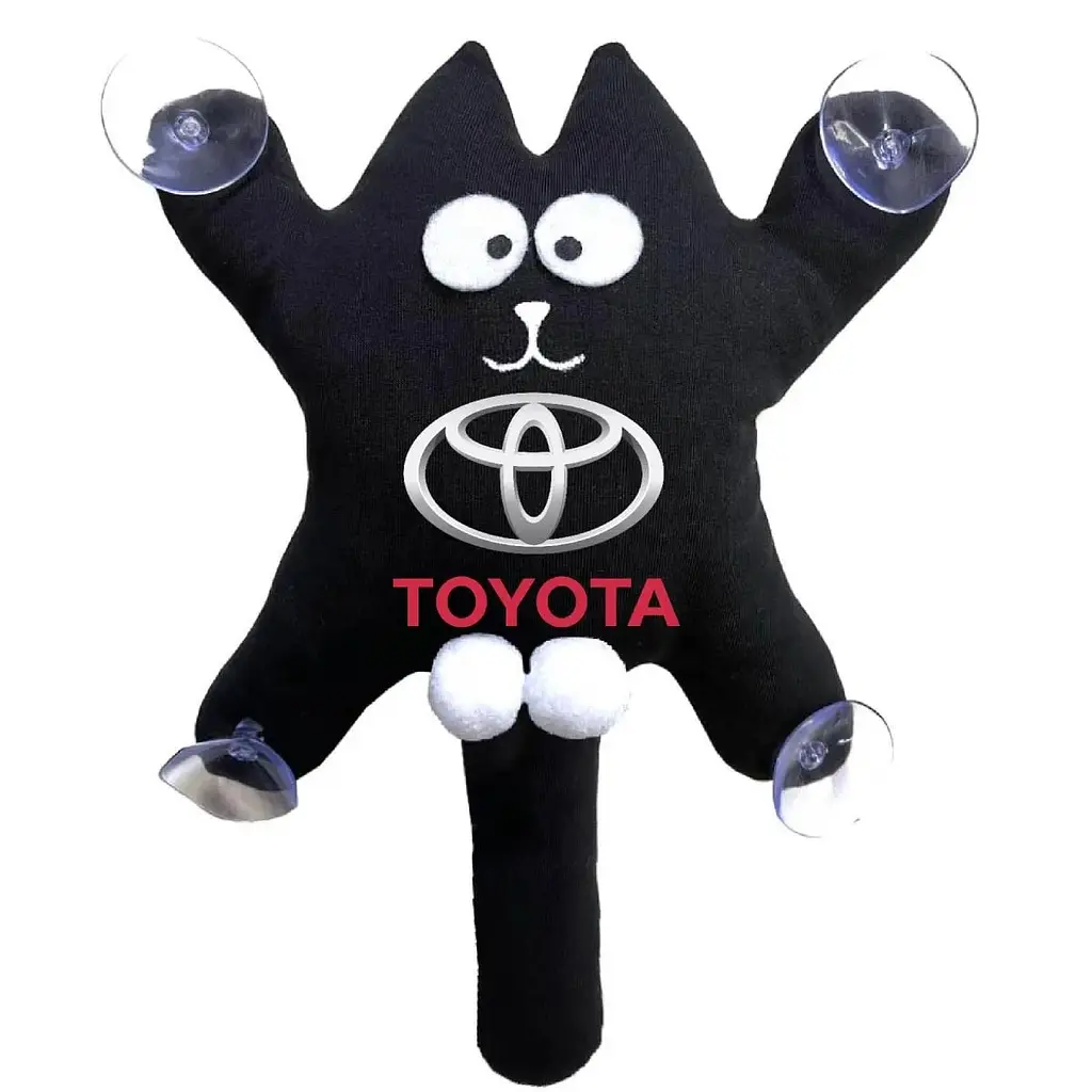 Іграшка на присосці Кіт Саймон XL Toyota Жирний Кіт Чорний (Кольоровий логотип 3D)