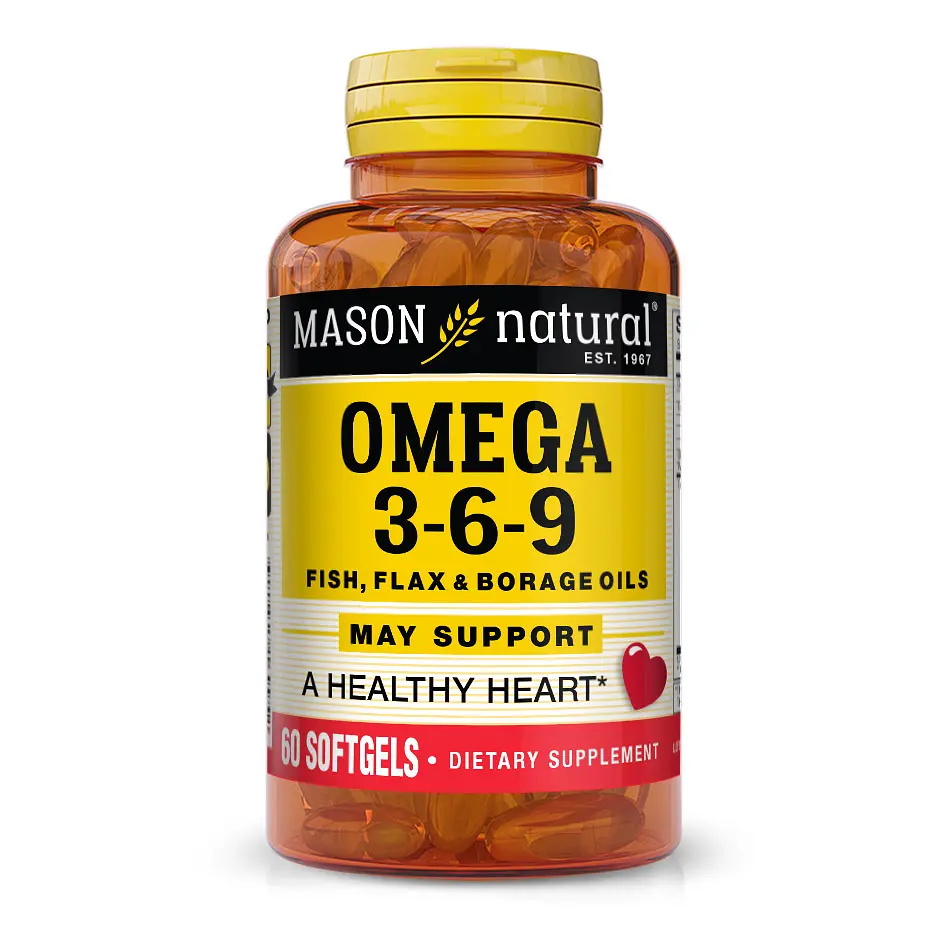 Жирні кислоти Omega 3-6-9 1200 мг Fish, Flax & Borage Oils, 60 капсул Mason Natural fit0012992 - фото 2