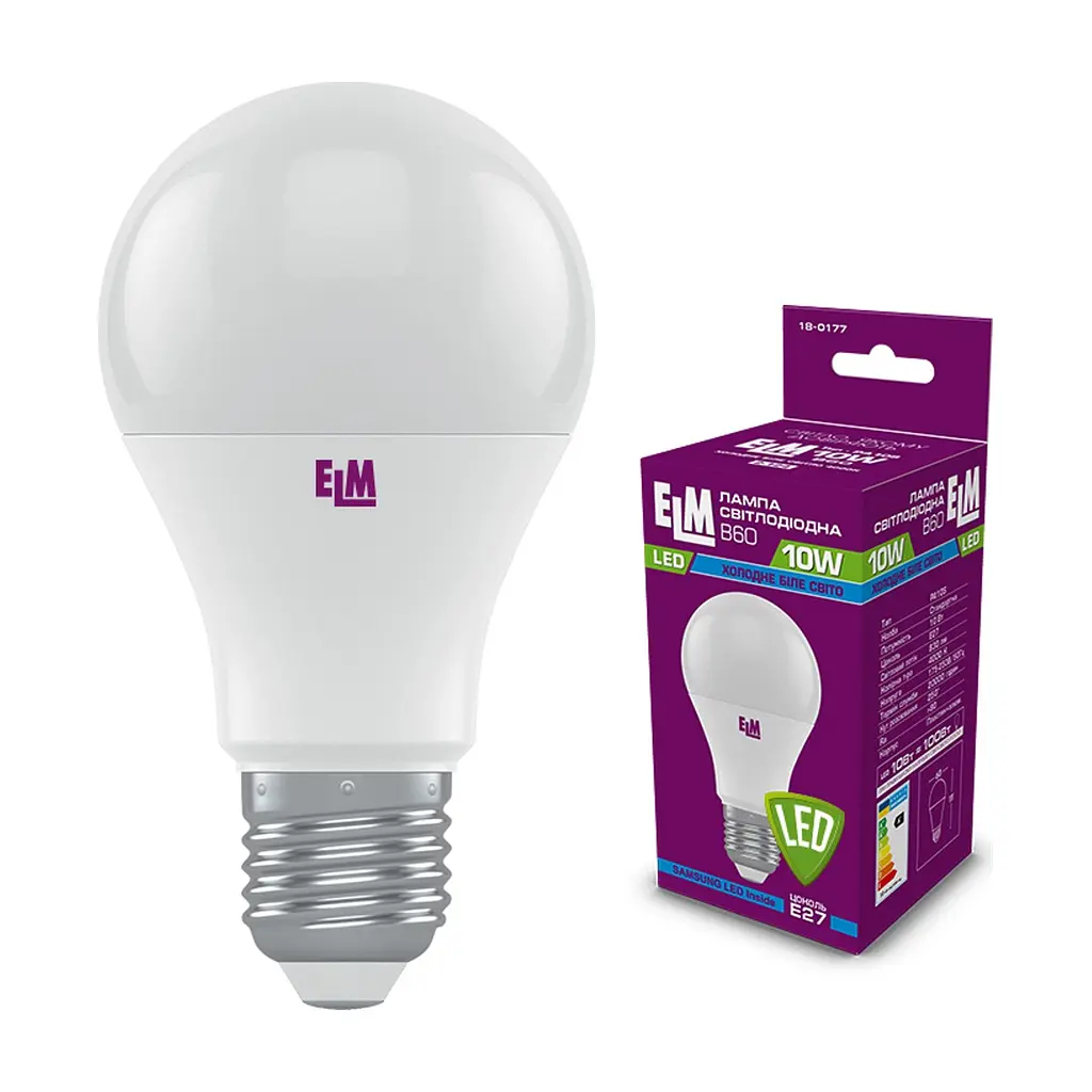 Лампочка ELM B60 10W PA10S E27 4000K (18-0177)