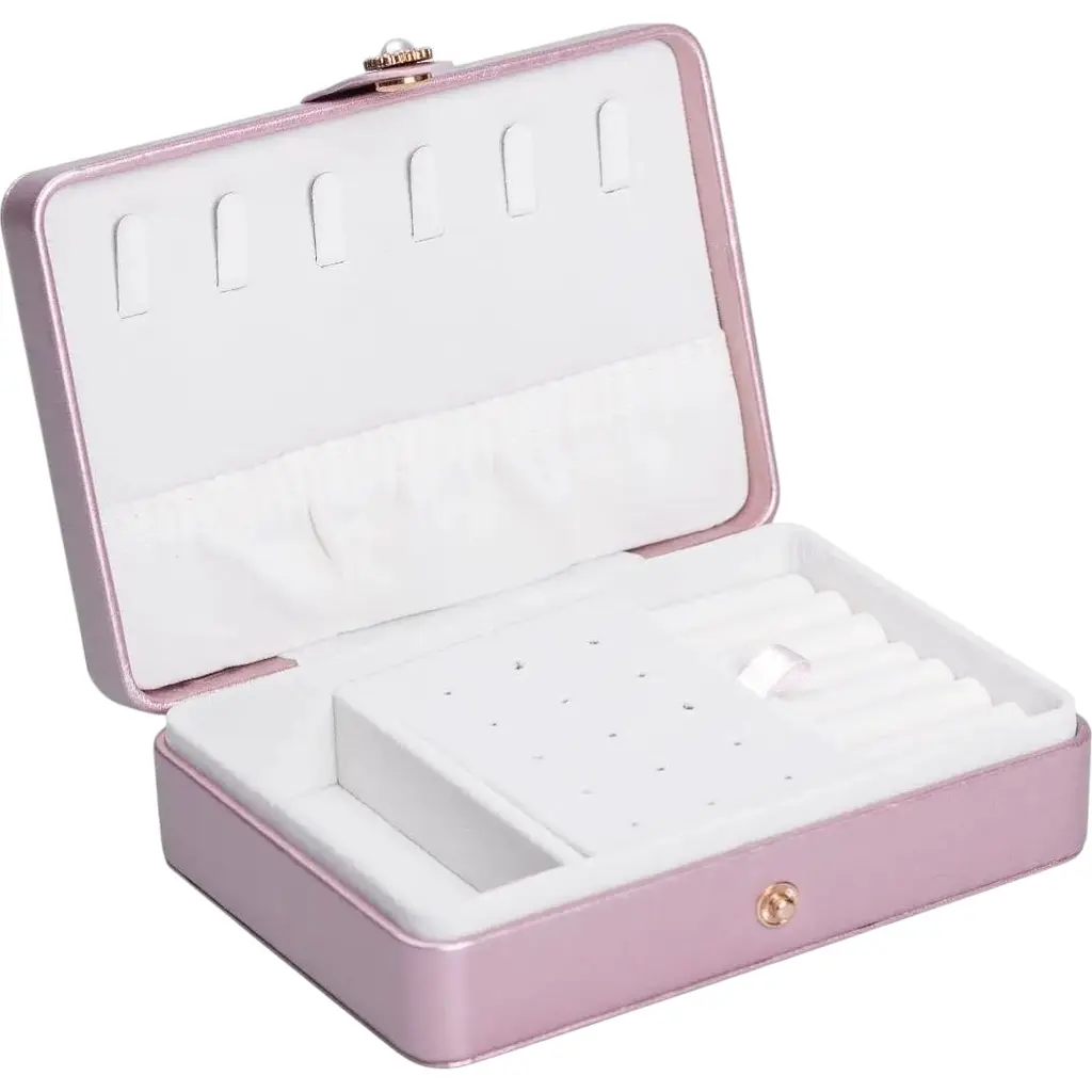 Шкатулка-органайзер для украшений Yiwu на кнопке 16x11x4.7 см розовое золото HP-5-30PP - фото 2