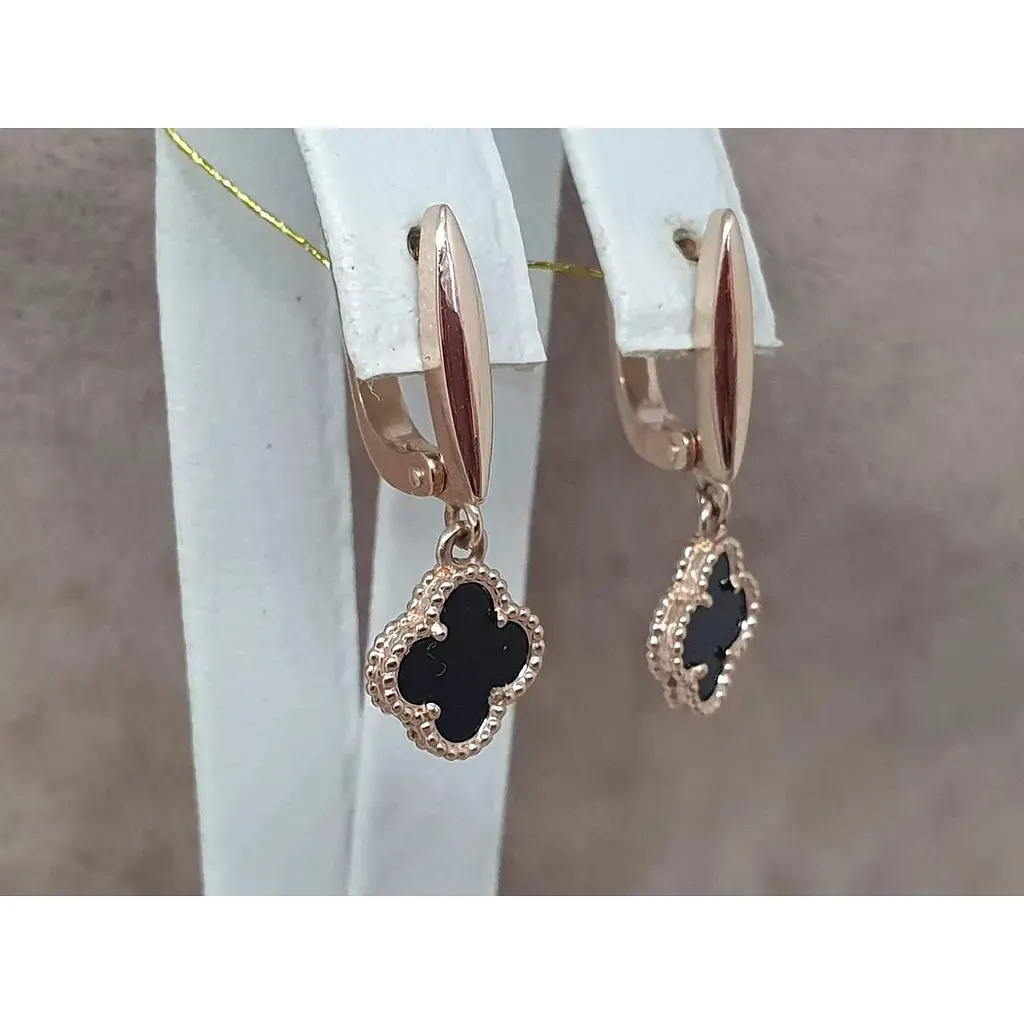 Золотые серьги-подвески Платон с агатом. 1С234/67Б - фото 3