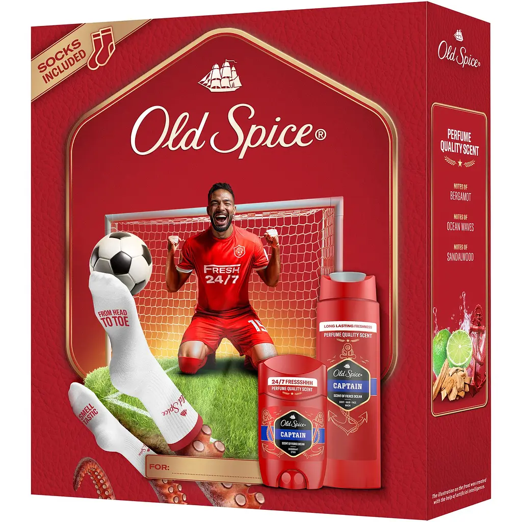 Подарунковий набір Old Spice Footballer Captain: дезодорант-стік 50 мл + гель для душу 3-в-1, 250 мл + шкарпетки - фото 2