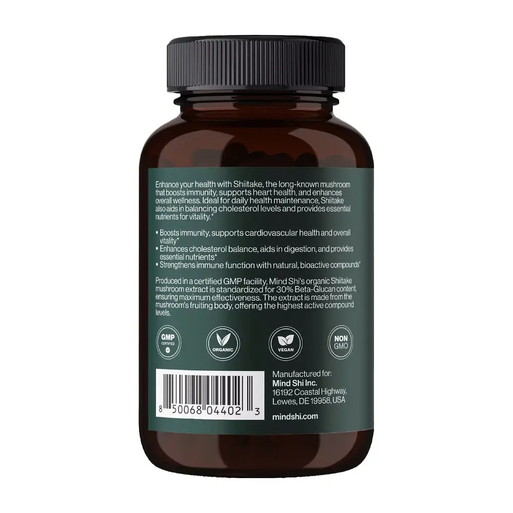 Гриб шиїтаке Mind Shi Shiitake Mushroom 1000 mg, 60 вегакапсул - фото 3