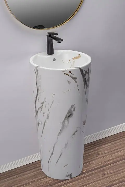 Умивальник Rea Blanka marble mat T підлоговий REA-U8704, Білий матовий - фото 3