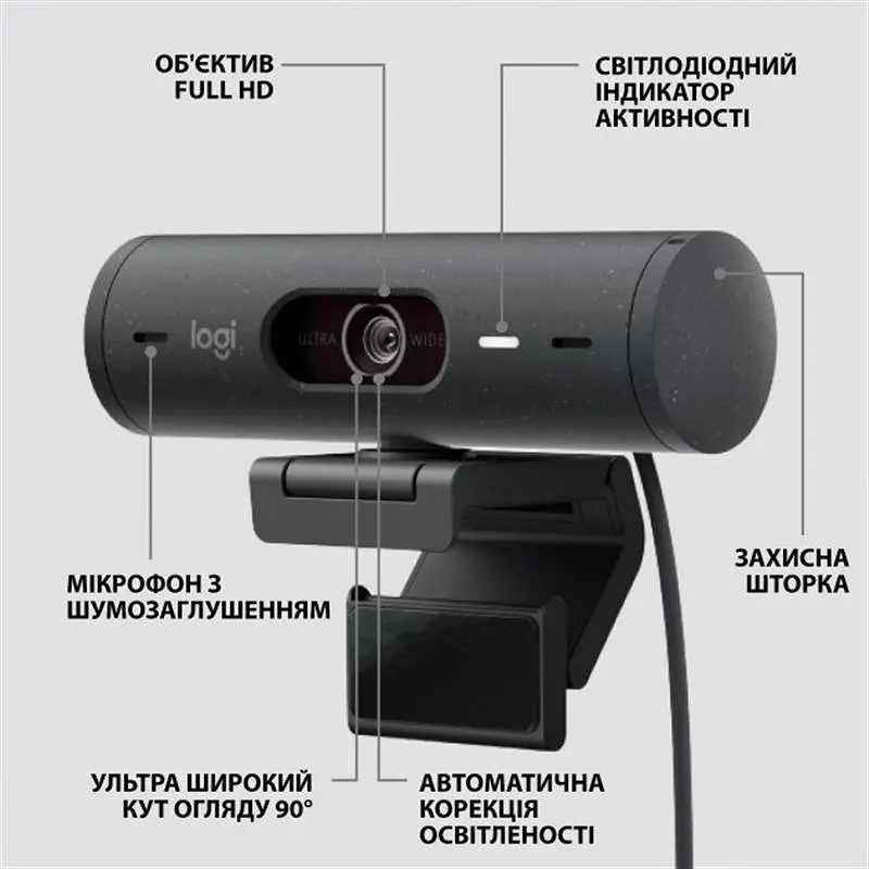 Веб-камера Logitech Brio 500 Graphite (960-001422) - фото 6