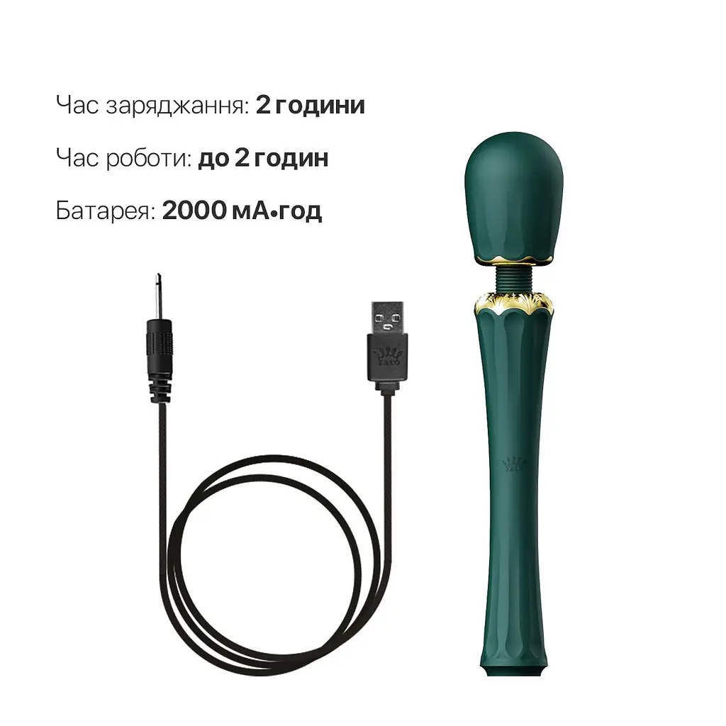 Вібромасажер з насадками Zalo - Kyro Wand Turquoise Green - фото 6