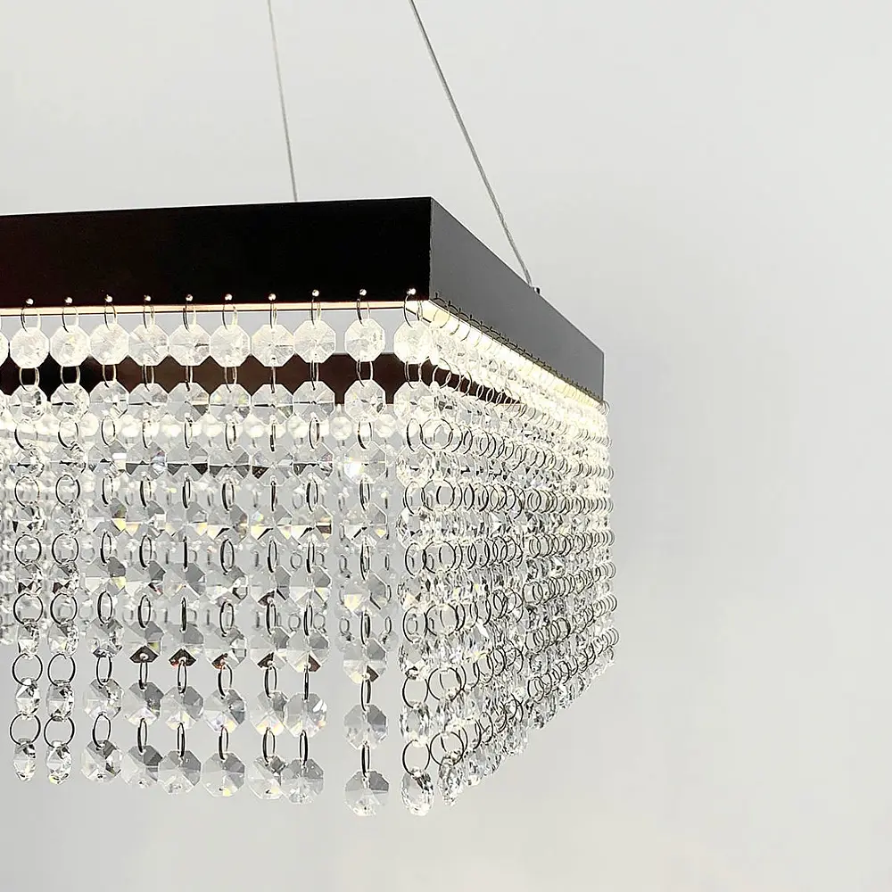 Невероятная хрустальная квадратная люстра с бронзовой обводкой h35 Line.F Диаметр 30см - фото 2