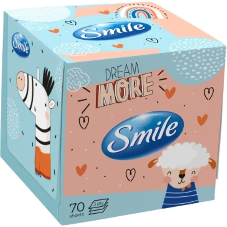 Серветки косметичні тришарові Smile білі 70 шт. в асортименті - фото 2