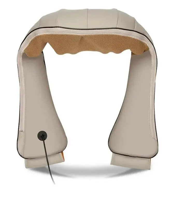 Роликовий масажер UKC Massager of Neck з підігрівом для спини та шиї на 8 роликів бежевий  - фото 2