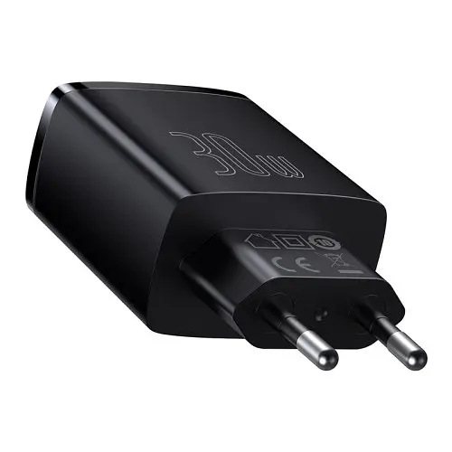 Сітчасте зарядне пристрій Baseus Compact Quick Charger 2U+C 30W EU чорний CCXJ-E01 - фото 3