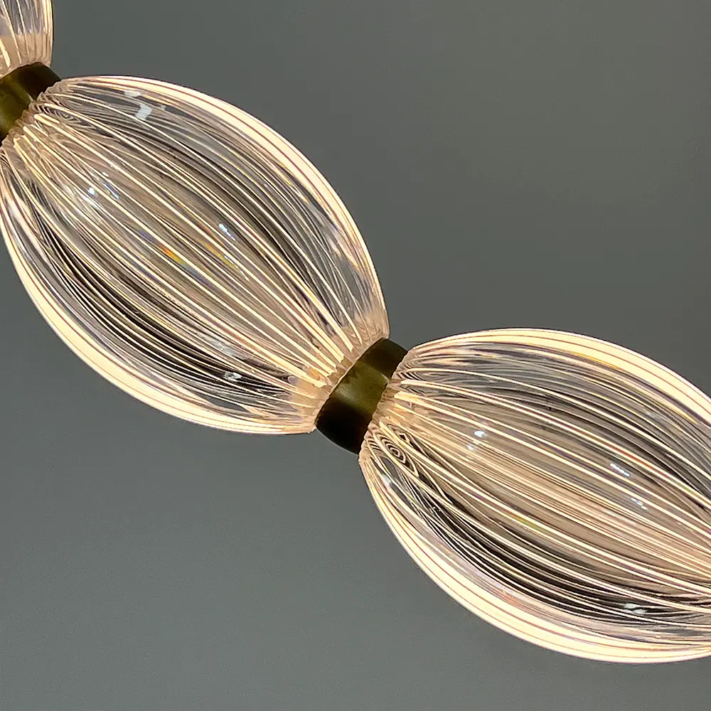 Дуговая Led люстра с 11 прозрачными рельефными шариками в корпусе 90 см Line F | Ст. MJ344-900L AB+CL - фото 4