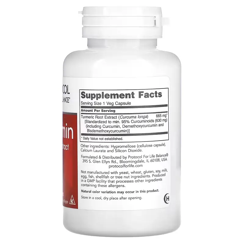 Екстракт коріння куркуми Protocol for Life Balance Curcumin Turmeric 665 мг 60 капсул - фото 2