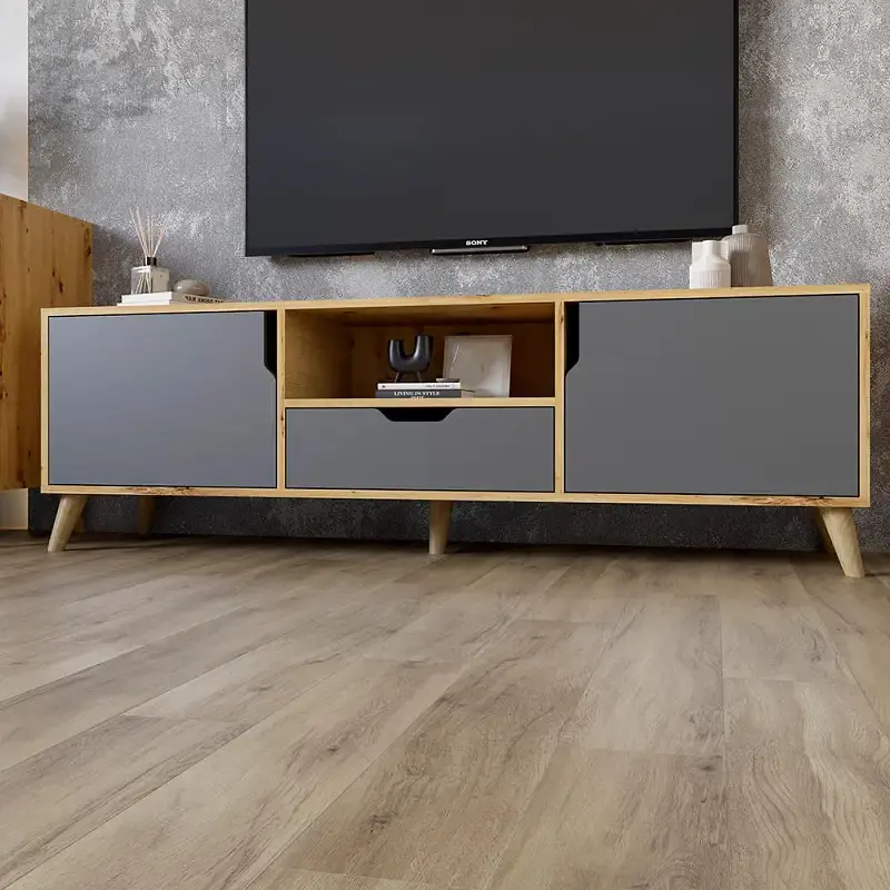 Комплект меблів для вітальні М-ЗОН Борн Дуб Артизан/Антрацит 5 предметів з ніжками кольору світлий горіх (MZN-031069) - фото 5