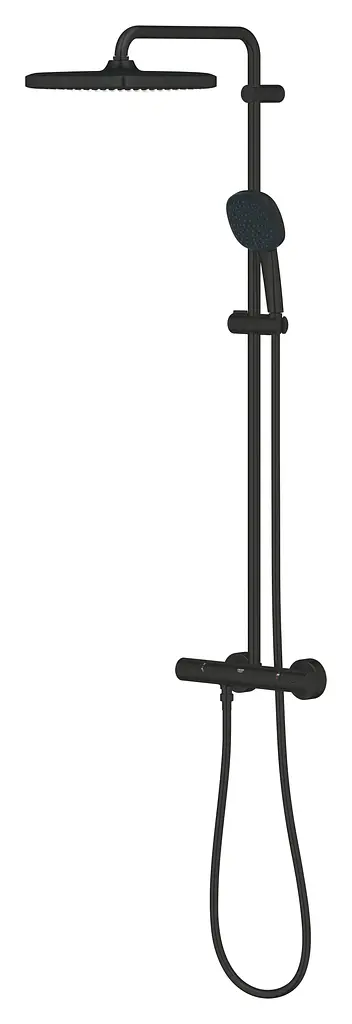 Душова система з термостатом для настінного монтажу Grohe Tempesta System 250 Cube 266892431, Чорний матовий - фото 4