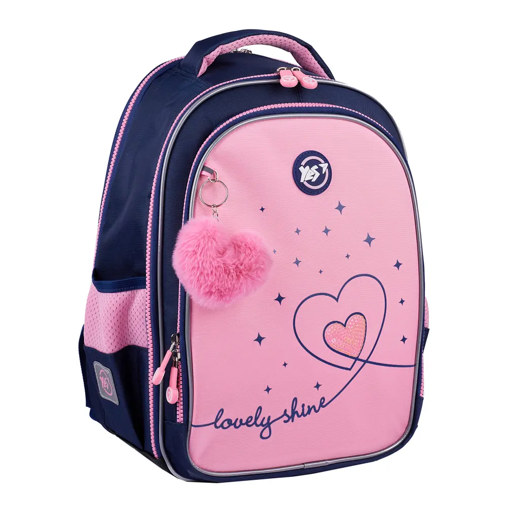 Рюкзак шкільний YES S-111 Bright Hearts 38х29х18 см Рожево-синій (550105)