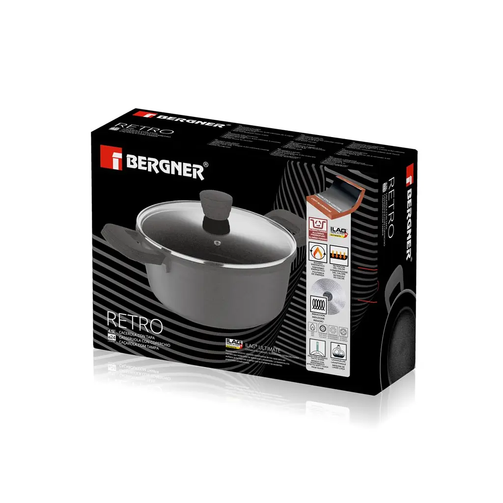 Каструля з кришкою Bergner Retro 24 см 4,1 л (BG-30738-NP) - фото 2