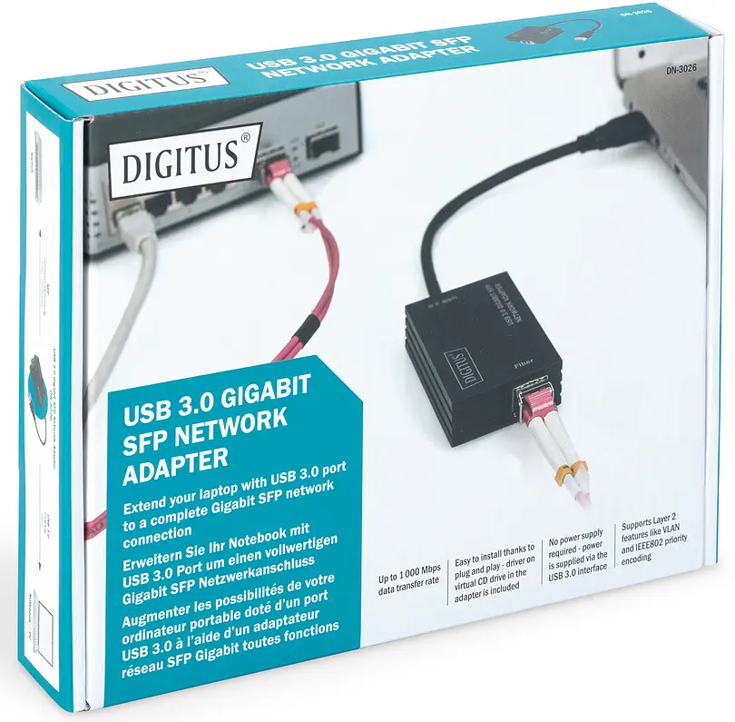 Адаптер Digitus USB-A > SFP, USB 3.0 Gigabit Network - фото 7