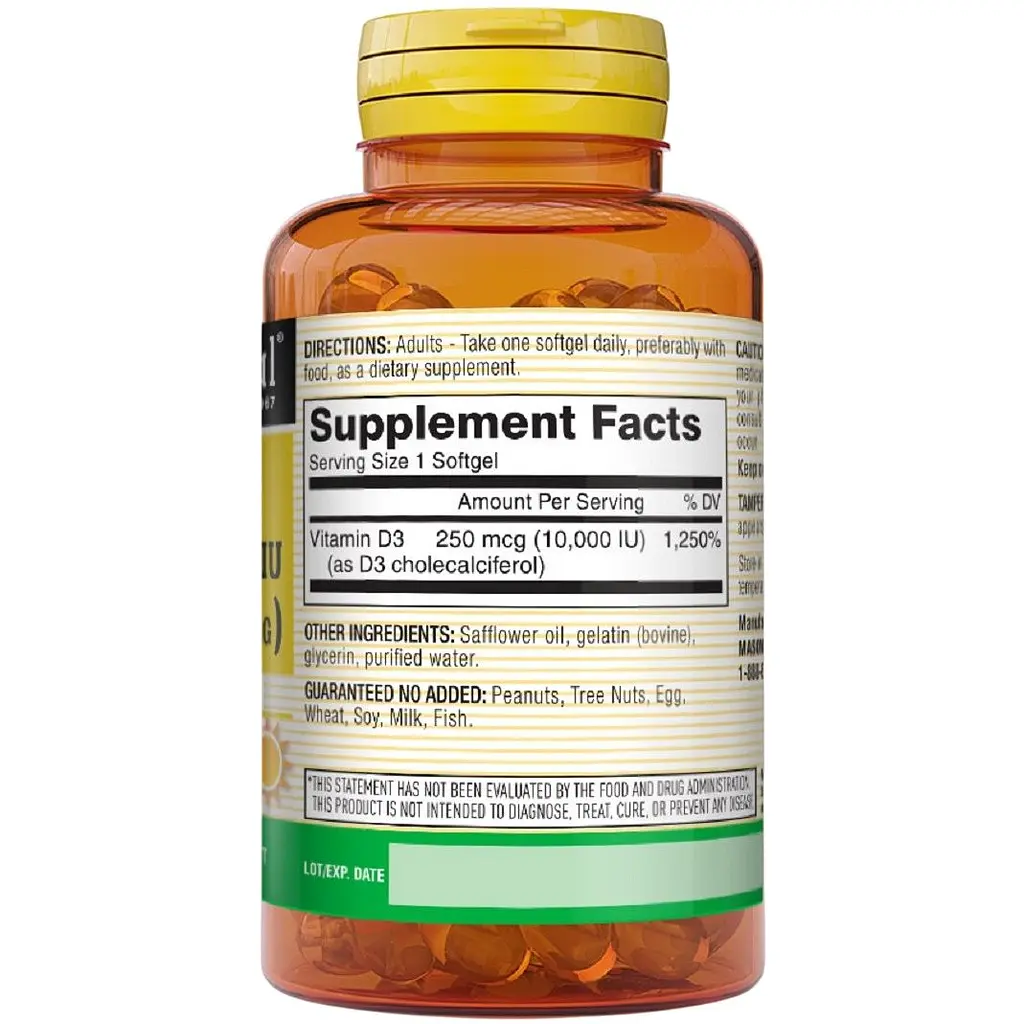 Вітамін D3 Mason Natural Vitamin D 10000 МО 30 гелевих капсул - фото 2