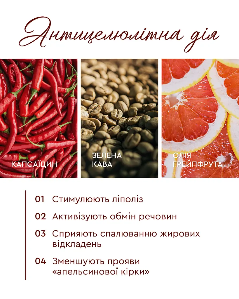 Антицелюлітний скраб для тіла MOOD GRAPEFRUIT 350 г дренаж, розігрів та видиме зменшення целюліту - фото 5