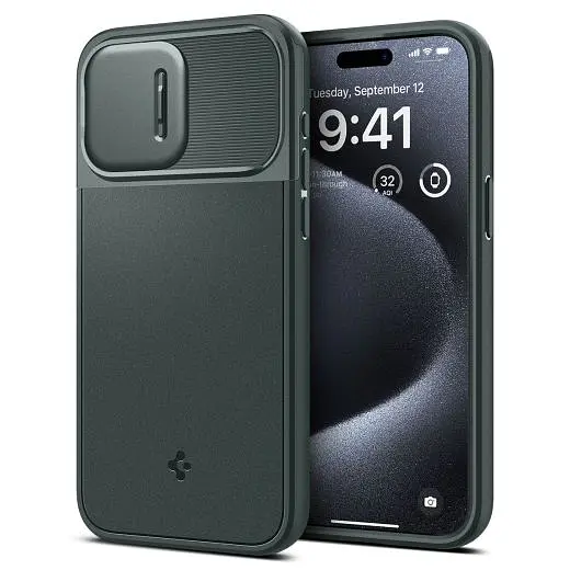 Чохол із захистом камери Spigen Optik Armor (MagFit) Abyss Green для iPhone 15 Pro (ACS06739) - фото 2