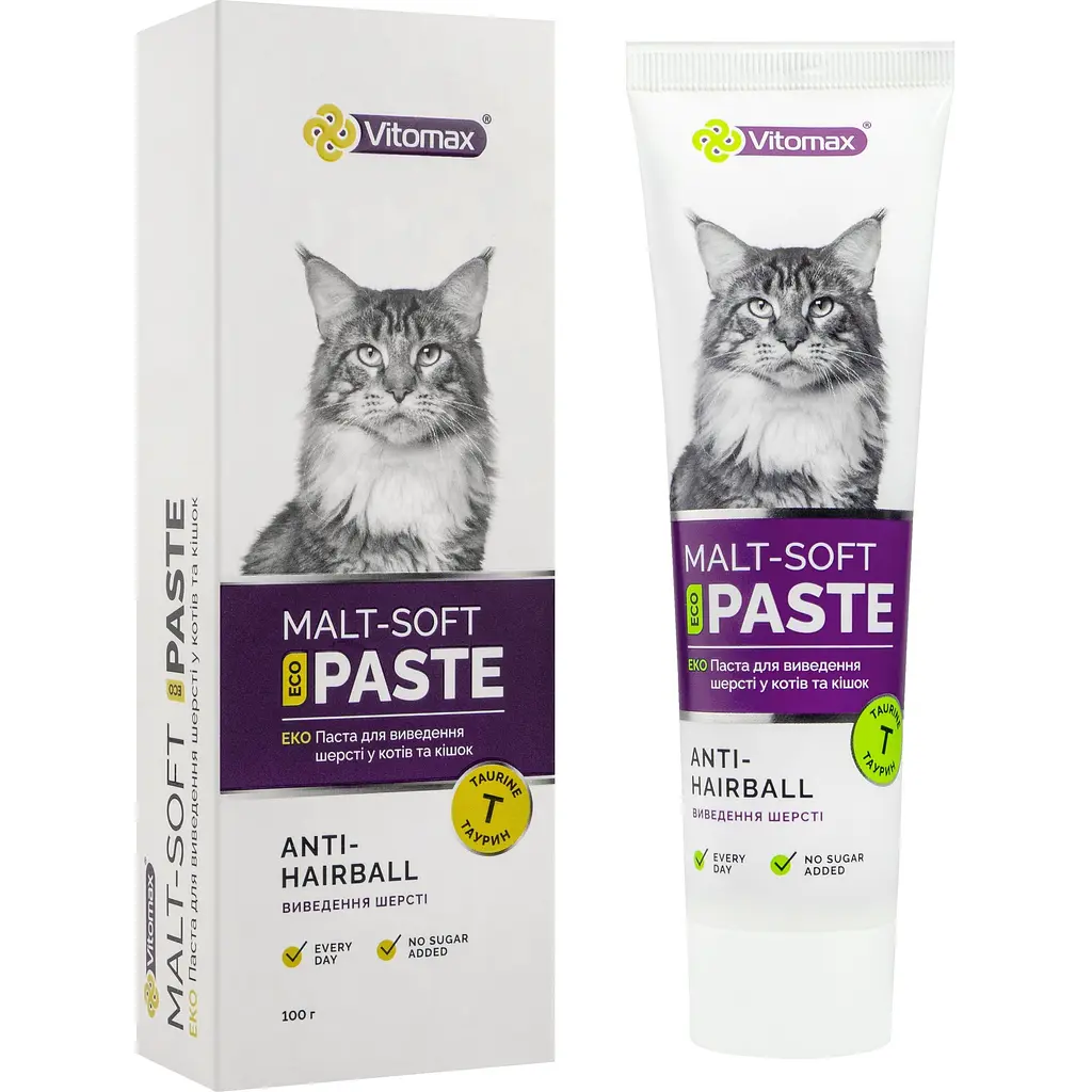 Паста Vitomax Eco Malt Soft для вывода шерсти кошек и кошек 100 г - фото 3