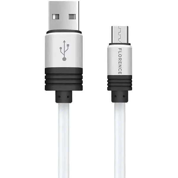 Кабель Florence Silicone microUSB 1m 3A White (FL-2205-WM) - фото 2