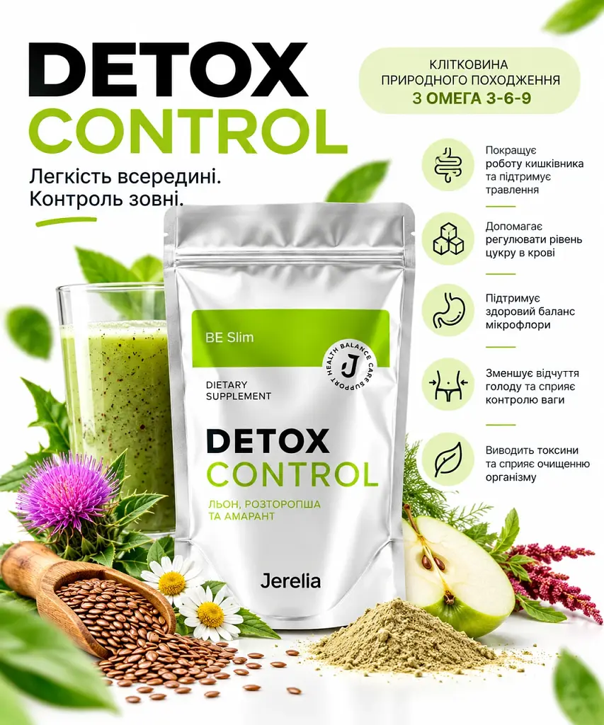 Схуднення, детокс та оздоровлення кишківника з Омега 3-6-9 Jerelia Detoxcontrol 150 г - фото 4