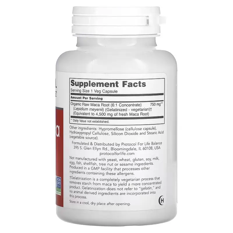 Мака Protocol for Life Balance Raw Maca 750 мг 90 капсул - фото 2