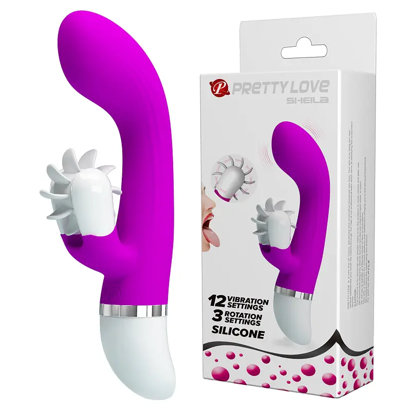 Вібратор-кролик Pretty Love Sheila Rolling Vibrator Purple з імітацією оральних пестощів, 19.4х3.8 см фіолетовий - фото 8