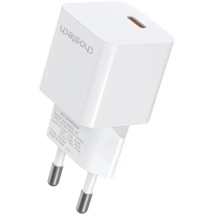 Зарядний пристрій 1xUSB-С 20W PD білий Choetech (PD5010-EU-WH) - фото 3
