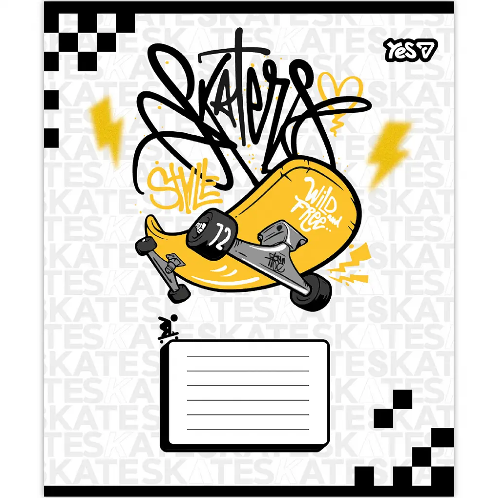 Набір зошитів Yes Born to skate А5 18 аркушів у клітинку 25 шт. (768717) - фото 2
