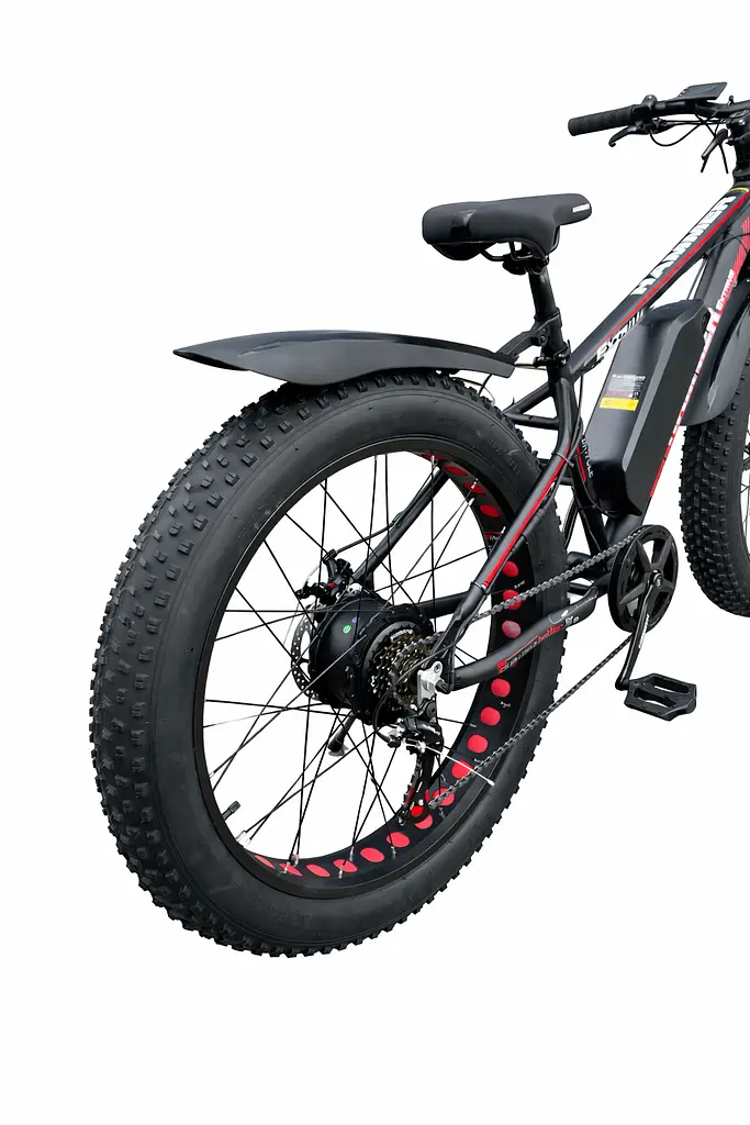 Электровелосипед Hammer Fatbike 26" (1000W 48V 21Ah) Черно-красный - фото 6
